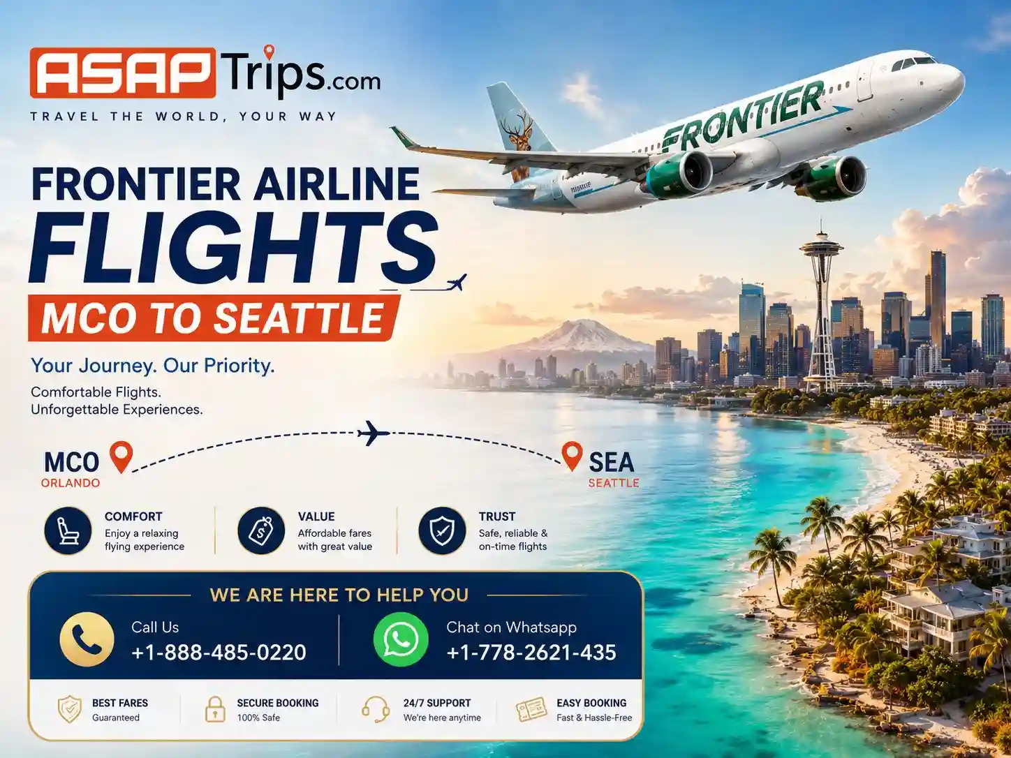 frontier airline flights mco to seattle